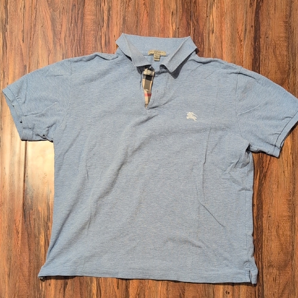 Burberry Blue Polo Shirt Classic Casual Style